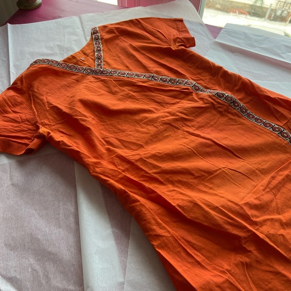 VTG skirt and tunic S/M Made in India wrap around 2 pc orange sarong coverup - Picture 7 of 16